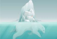AI教程/北極熊冰山插畫-酷播亮新聞